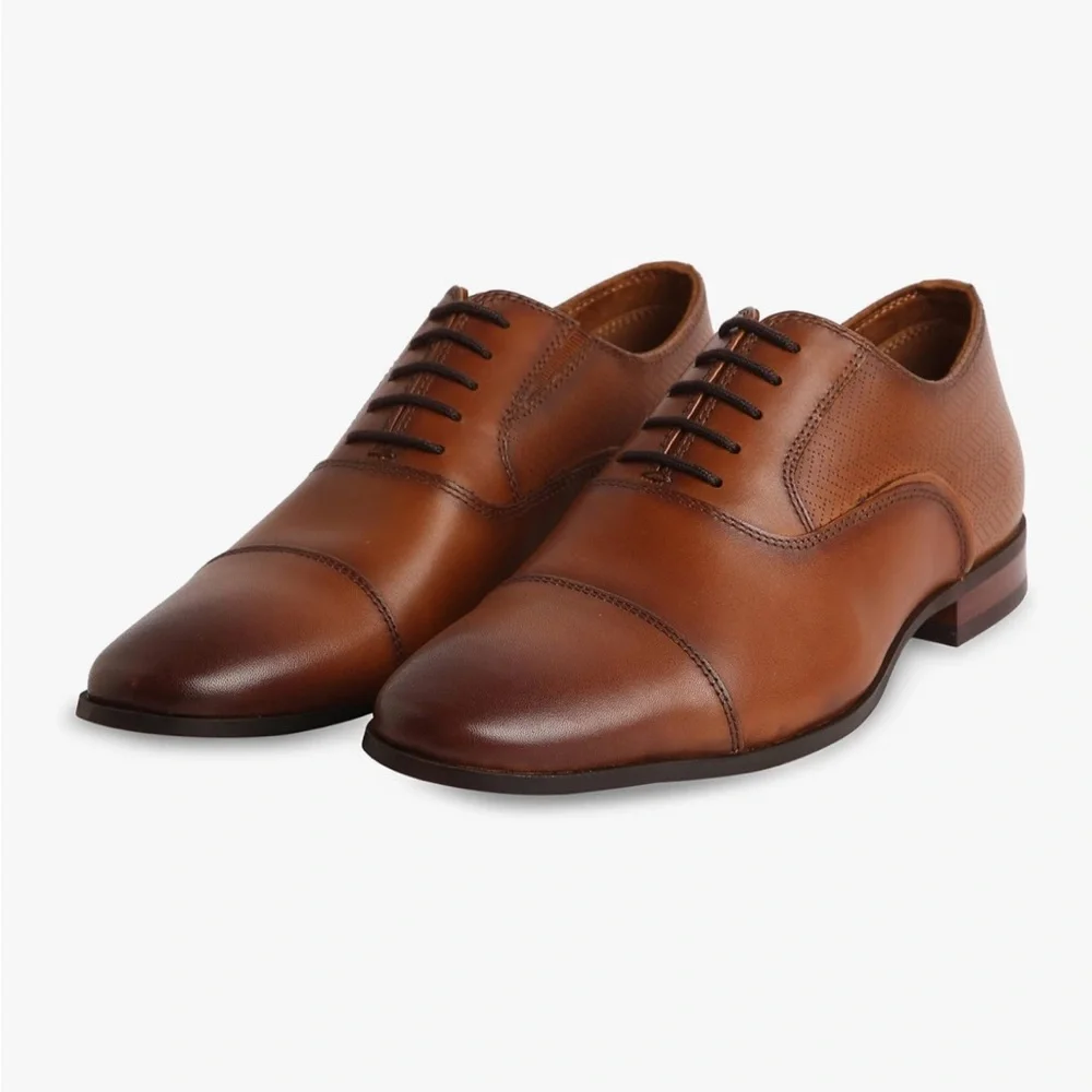 ALDO NEW Men's Albeck Classic Cognac Leather Men's Oxford Shoes, Men’s Size 9.5